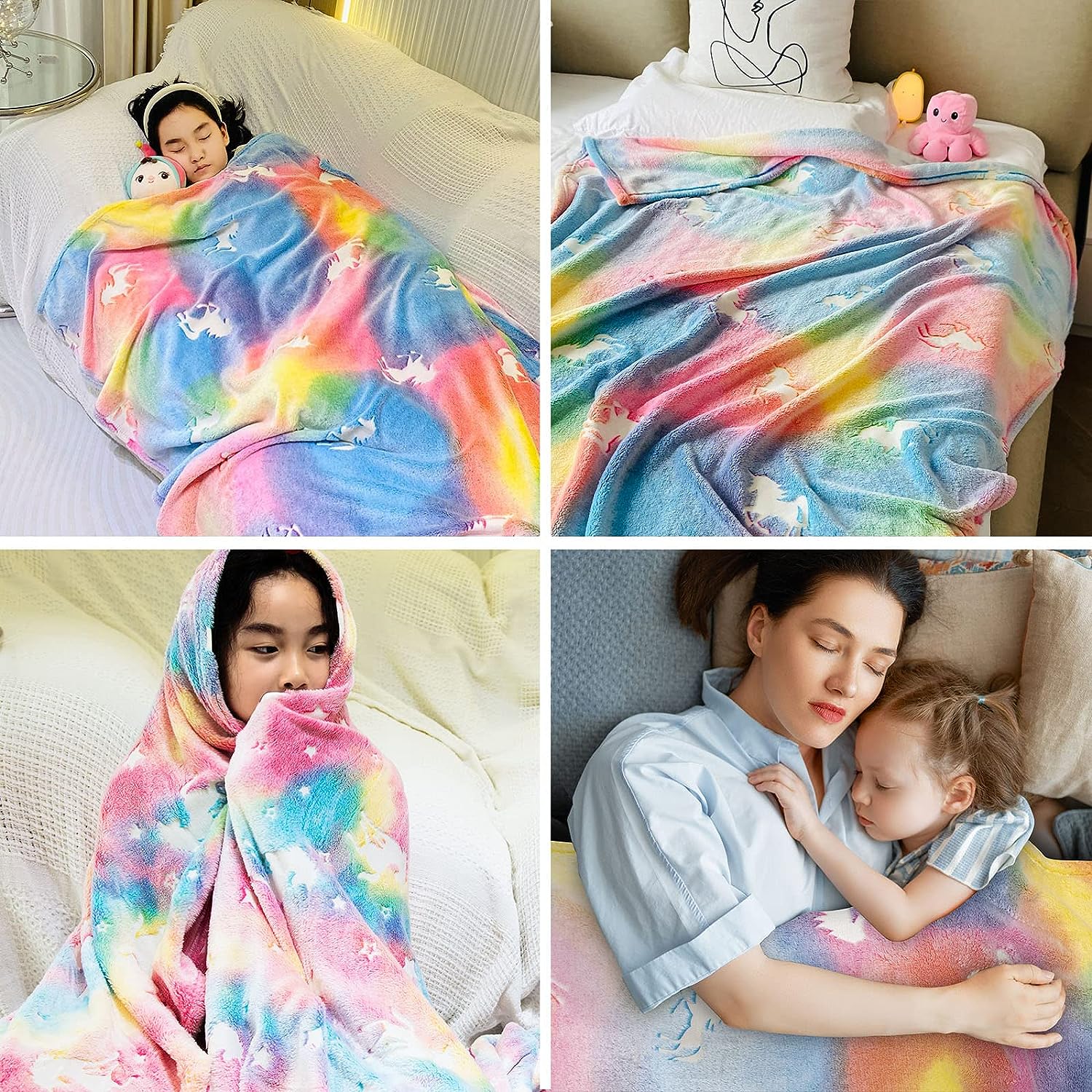 Glow In The Dark Throw Blanket, Blanket For Girls, Luminous Kids Blanket, Soft Blankets For 3,4,5,6,7,8,9,10 Year Old Girl Birthday Christmas Thanksgiving Gifts - Mubimart -  