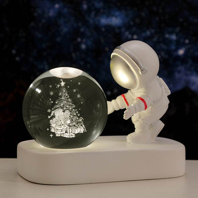 Glowing Planetary Galaxy Astronaut Crystal Ball Night Lights USB Power Warm Bedside Light Brithday Gift Night Lamp - Mubimart