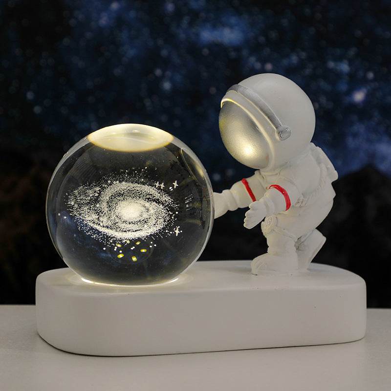 Glowing Planetary Galaxy Astronaut Crystal Ball Night Lights USB Power Warm Bedside Light Brithday Gift Night Lamp - Mubimart