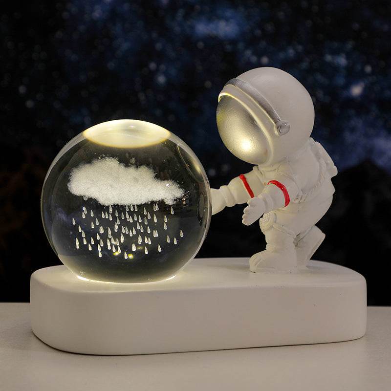 Glowing Planetary Galaxy Astronaut Crystal Ball Night Lights USB Power Warm Bedside Light Brithday Gift Night Lamp - Mubimart