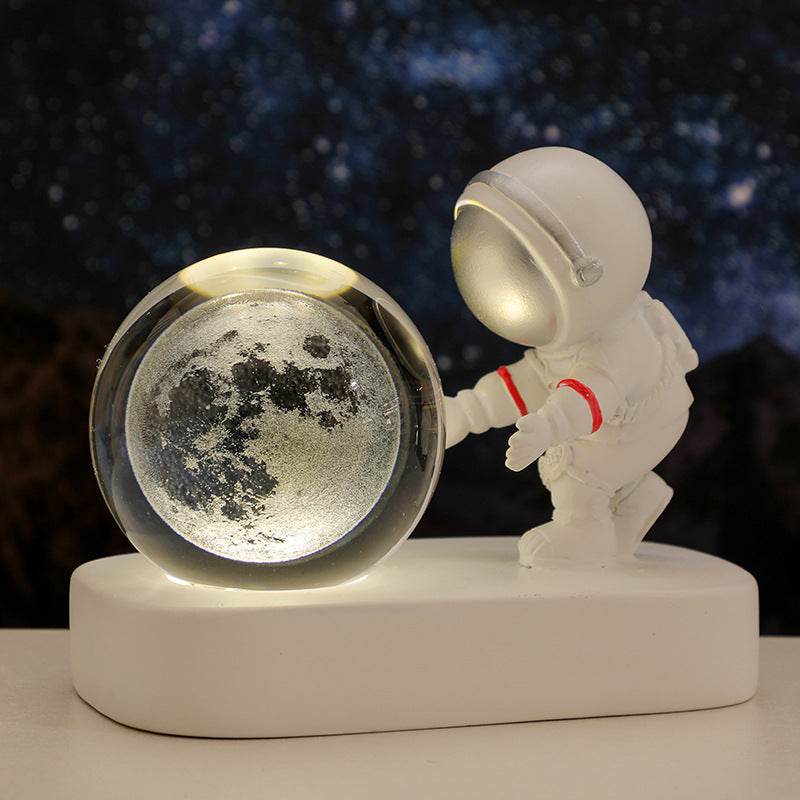Glowing Planetary Galaxy Astronaut Crystal Ball Night Lights USB Power Warm Bedside Light Brithday Gift Night Lamp - Mubimart