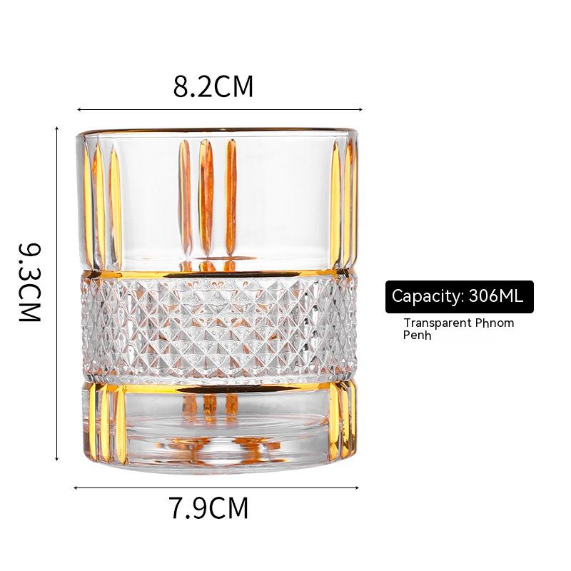 Gold Whiskey Glass Household Wine Glass - Mubimart -  