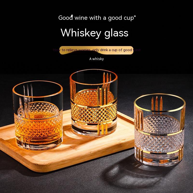 Gold Whiskey Glass Household Wine Glass - Mubimart - Drink glass 