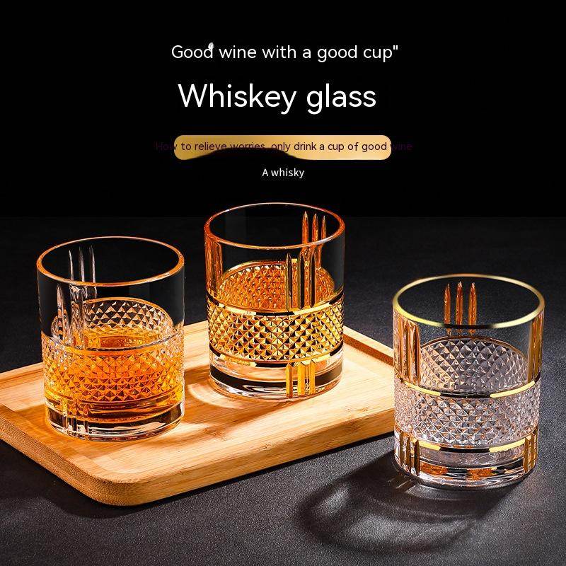 Gold Whiskey Glass Household Wine Glass - Mubimart