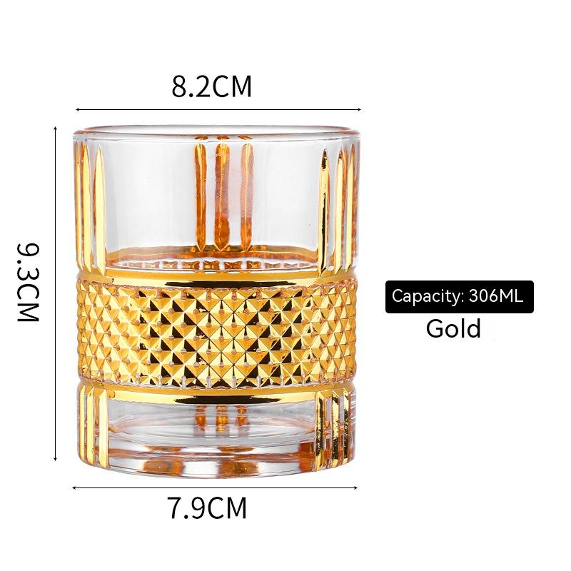 Gold Whiskey Glass Household Wine Glass - Mubimart -  