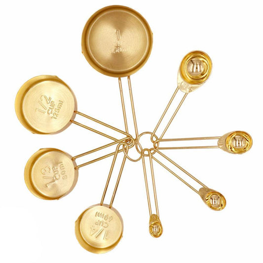 Gold measuring cup measuring spoon set - Mubimart