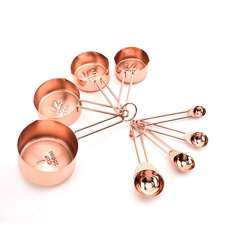 Gold measuring cup measuring spoon set - Mubimart