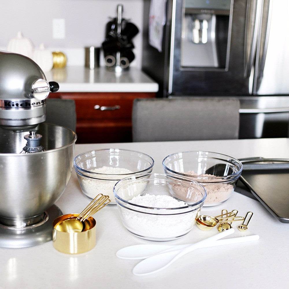Gold measuring cup measuring spoon set - Mubimart