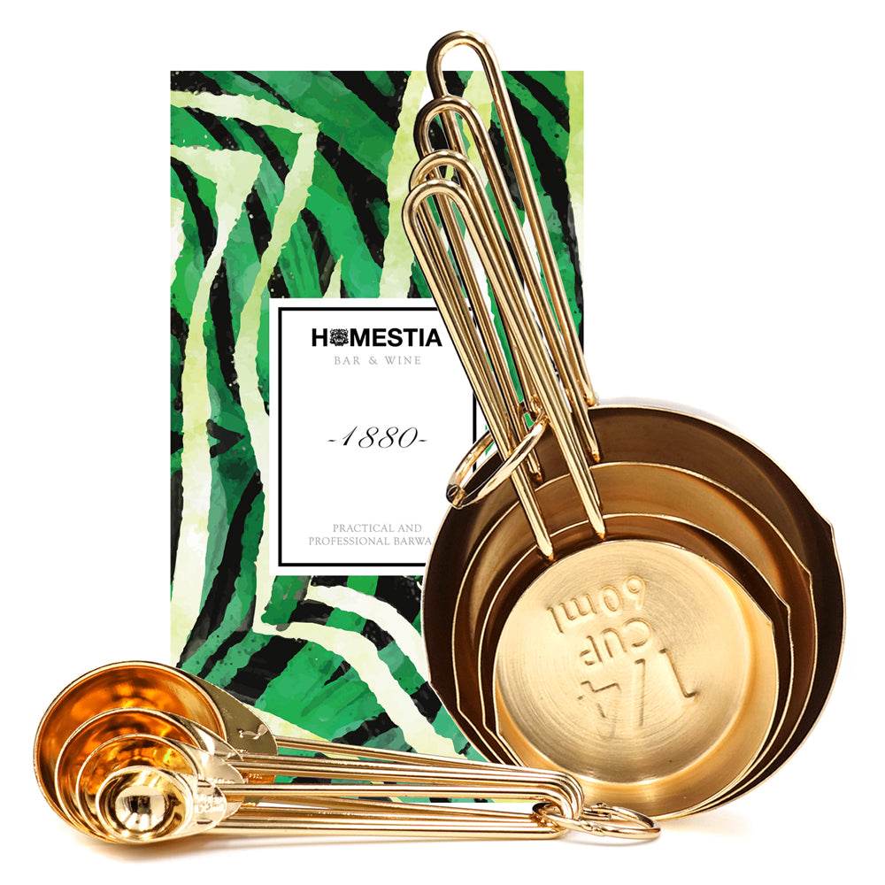 Gold measuring cup measuring spoon set - Mubimart