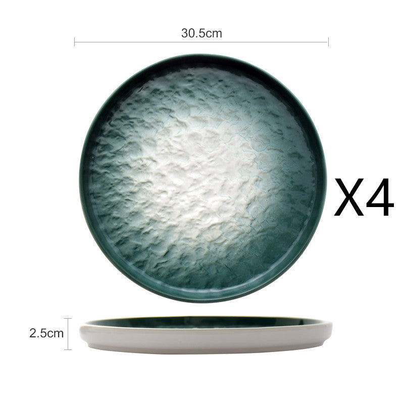 Gradient Emerald Steak Plate Stone Pattern Pasta Plate Western Plate Round Plate Restaurant Home - Mubimart -  