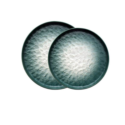 Gradient Emerald Steak Plate Stone Pattern Pasta Plate Western Plate Round Plate Restaurant Home - Mubimart