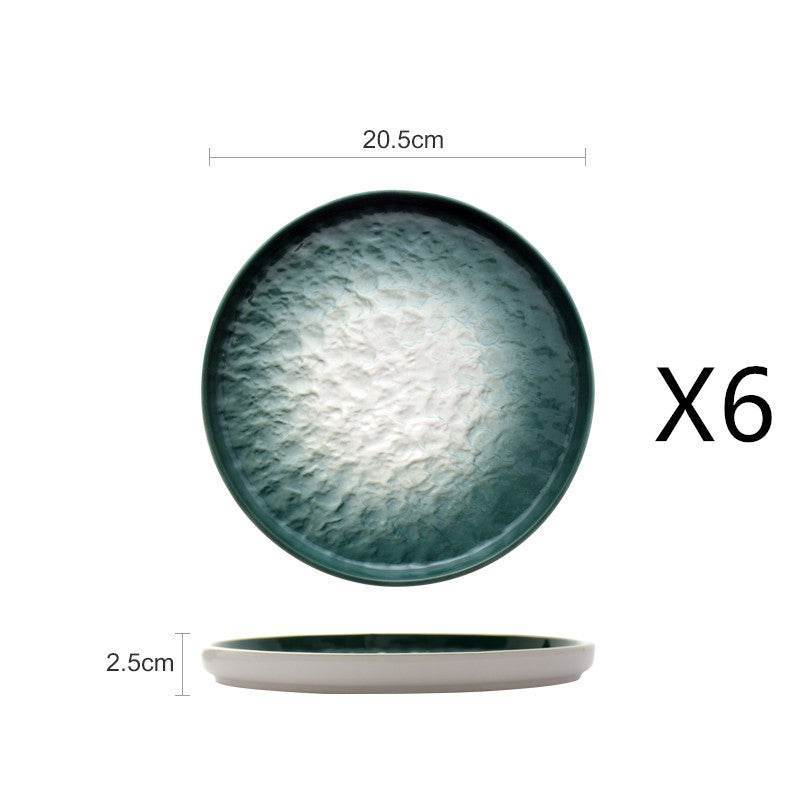 Gradient Emerald Steak Plate Stone Pattern Pasta Plate Western Plate Round Plate Restaurant Home - Mubimart