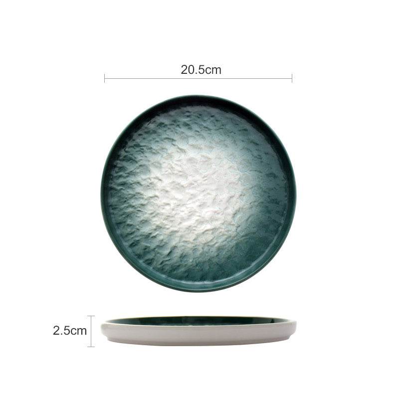 Gradient Emerald Steak Plate Stone Pattern Pasta Plate Western Plate Round Plate Restaurant Home - Mubimart
