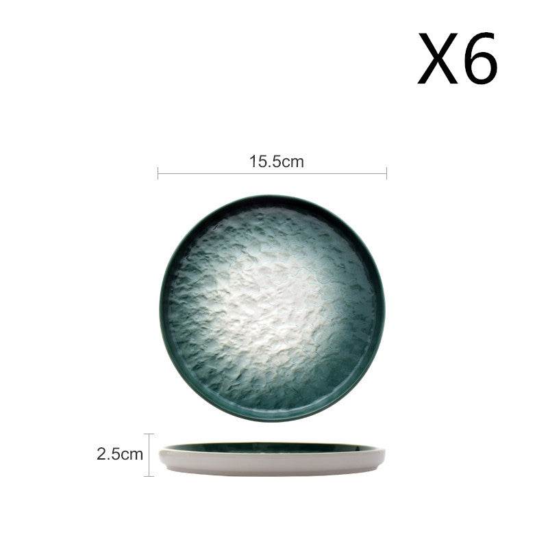 Gradient Emerald Steak Plate Stone Pattern Pasta Plate Western Plate Round Plate Restaurant Home - Mubimart