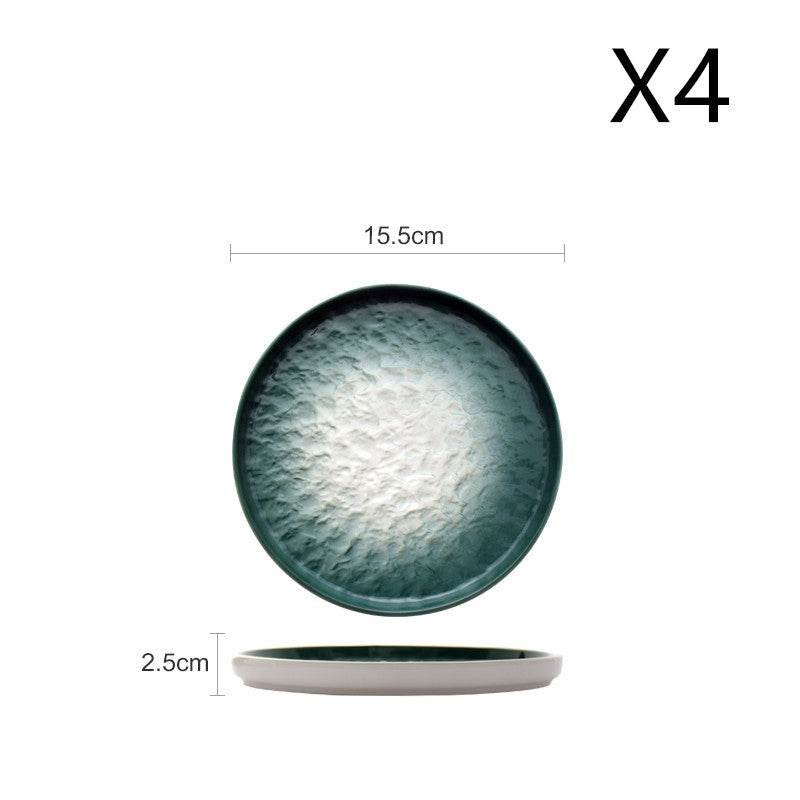 Gradient Emerald Steak Plate Stone Pattern Pasta Plate Western Plate Round Plate Restaurant Home - Mubimart