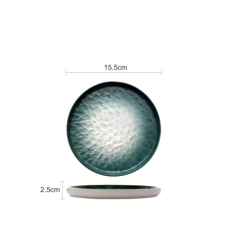 Gradient Emerald Steak Plate Stone Pattern Pasta Plate Western Plate Round Plate Restaurant Home - Mubimart