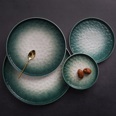 Gradient Emerald Steak Plate Stone Pattern Pasta Plate Western Plate Round Plate Restaurant Home - Mubimart - Alarm Device 