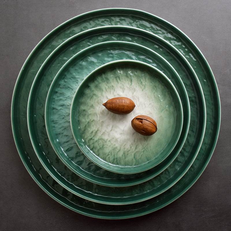 Gradient Emerald Steak Plate Stone Pattern Pasta Plate Western Plate Round Plate Restaurant Home - Mubimart