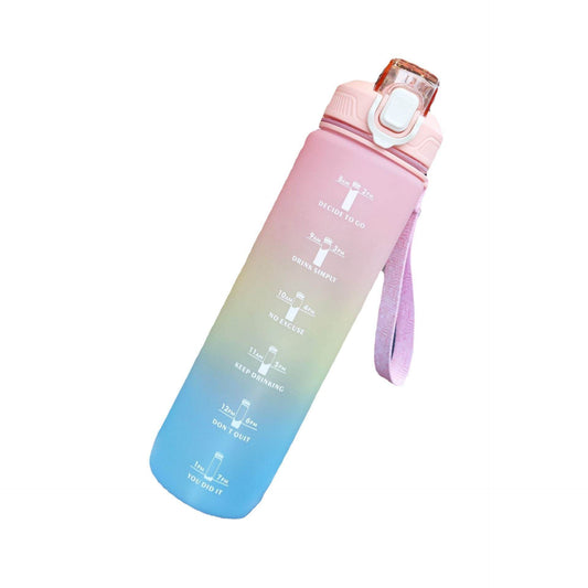 Gradient Plastic Duckbill Straw Sports Water Bottle - Mubimart