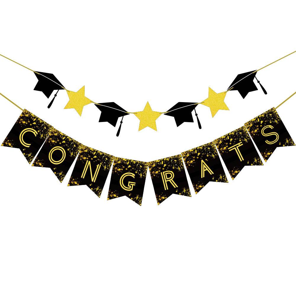 Graduation Party Paper Banner Graduation Season Printed Latex Balloons - Mubimart