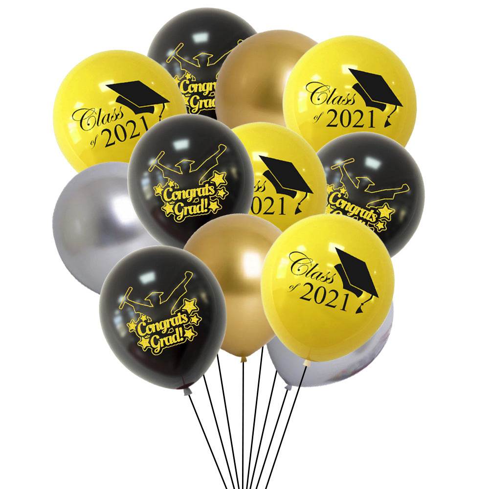 Graduation Party Paper Banner Graduation Season Printed Latex Balloons - Mubimart