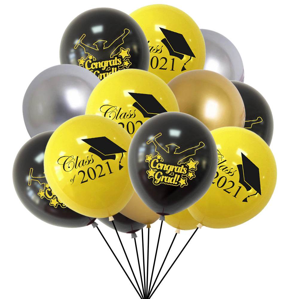 Graduation Party Paper Banner Graduation Season Printed Latex Balloons - Mubimart