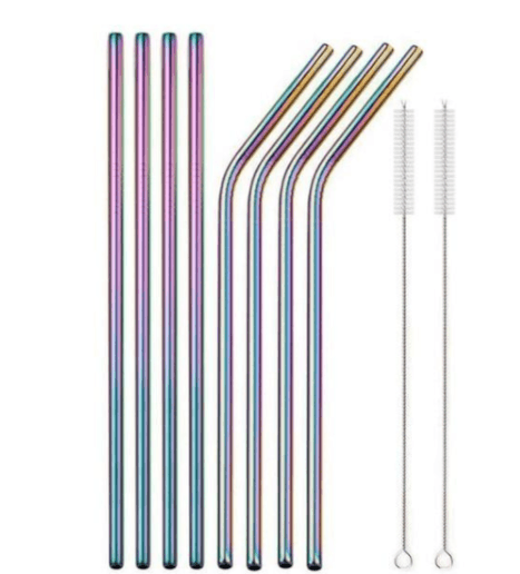 Green Metal Beverage Juice Coffee Milk Tea Stainless Steel Straws - Mubimart