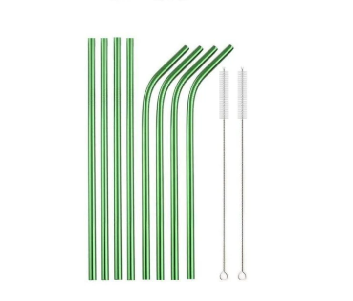 Green Metal Beverage Juice Coffee Milk Tea Stainless Steel Straws - Mubimart - Straws 