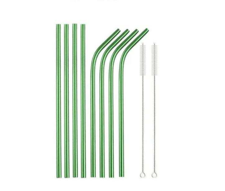 Green Metal Beverage Juice Coffee Milk Tea Stainless Steel Straws - Mubimart