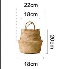 Green plant seaweed woven flower basket portable flowerpot dry flower basket hand woven storage basket sundry basket - Mubimart -  