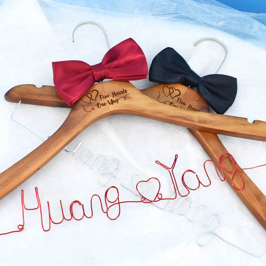 Groom Hanger Wedding Name Solid Wood Carving - Mubimart