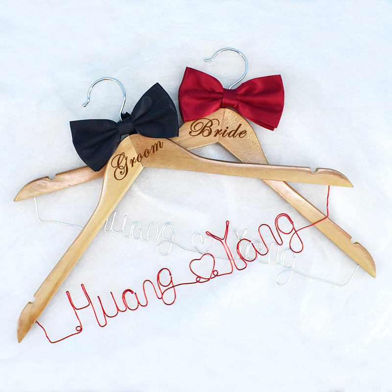 Groom Hanger Wedding Name Solid Wood Carving - Mubimart - Wood Hangers 