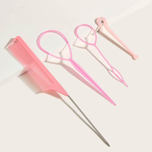 Hair Braiding Tools Comb Set Hairdressing Tress Device Hair Puller Pin Four-piece Set Household Modeling Tail Comb New - Mubimart