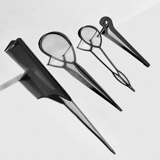 Hair Braiding Tools Comb Set Hairdressing Tress Device Hair Puller Pin Four-piece Set Household Modeling Tail Comb New - Mubimart