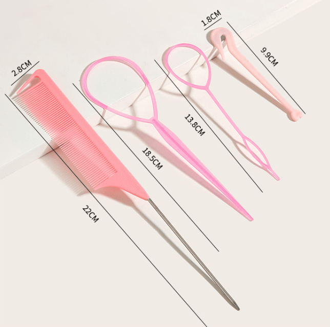Hair Braiding Tools Comb Set Hairdressing Tress Device Hair Puller Pin Four-piece Set Household Modeling Tail Comb New - Mubimart