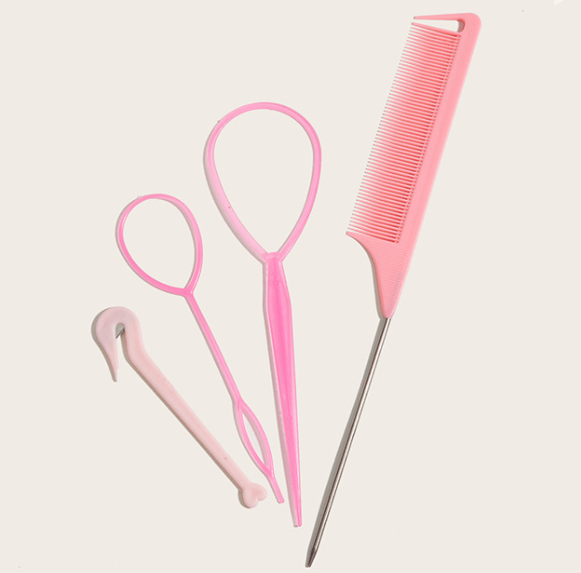 Hair Braiding Tools Comb Set Hairdressing Tress Device Hair Puller Pin Four-piece Set Household Modeling Tail Comb New - Mubimart