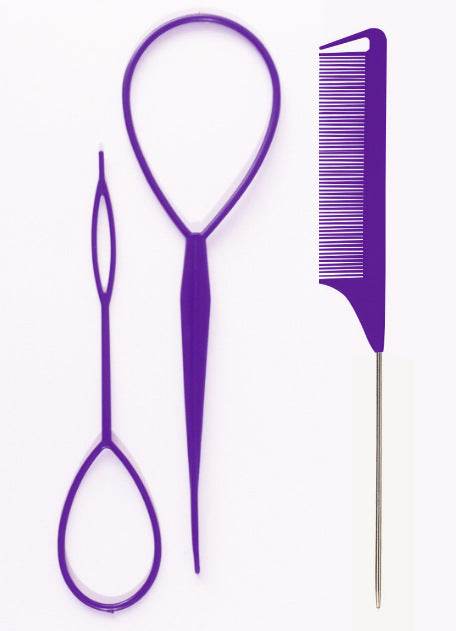Hair Braiding Tools Comb Set Hairdressing Tress Device Hair Puller Pin Four-piece Set Household Modeling Tail Comb New - Mubimart