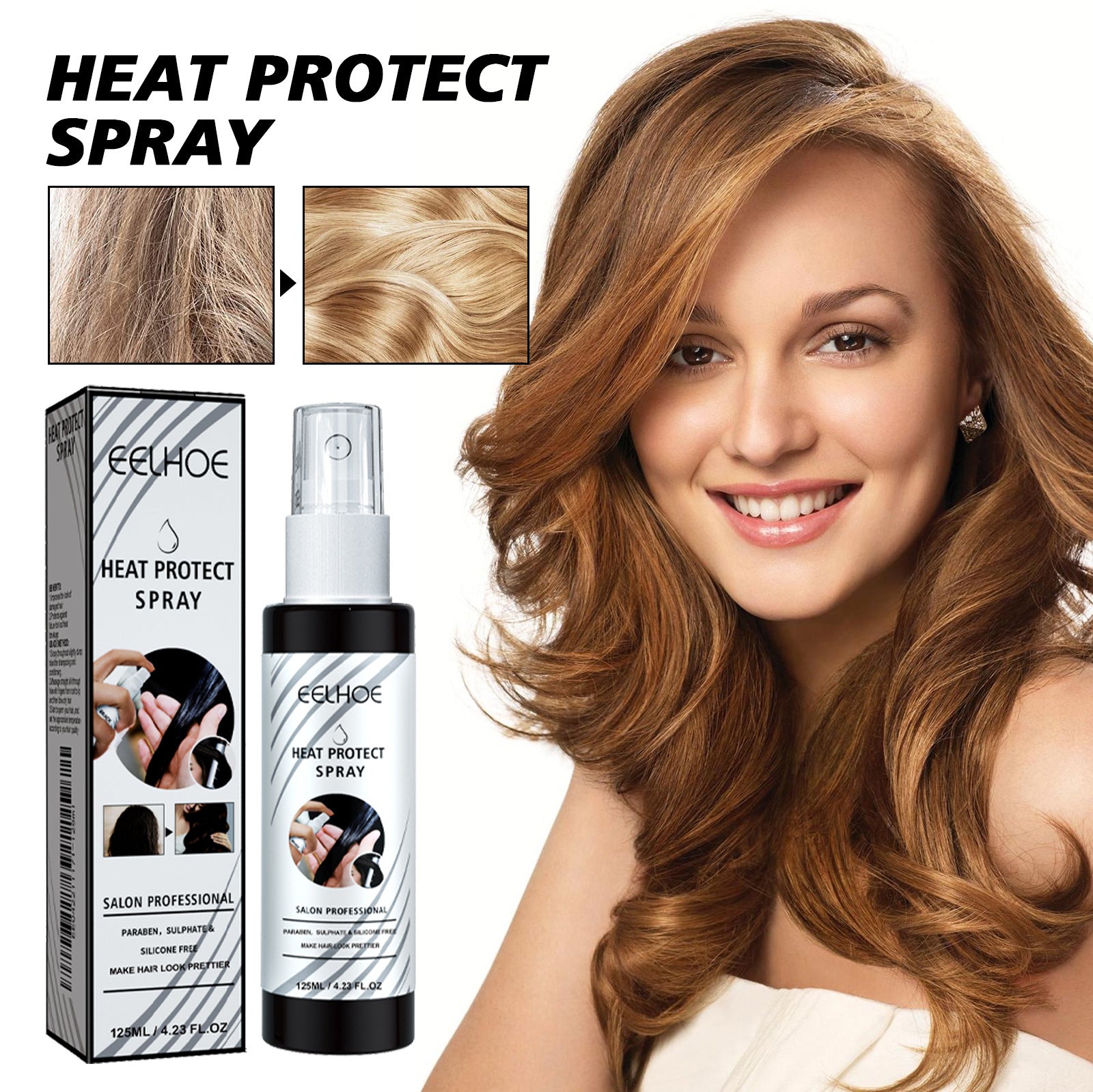 Hair Heat Insulation Protection Spray Curly Hair - Mubimart - Hair heat protection spray 