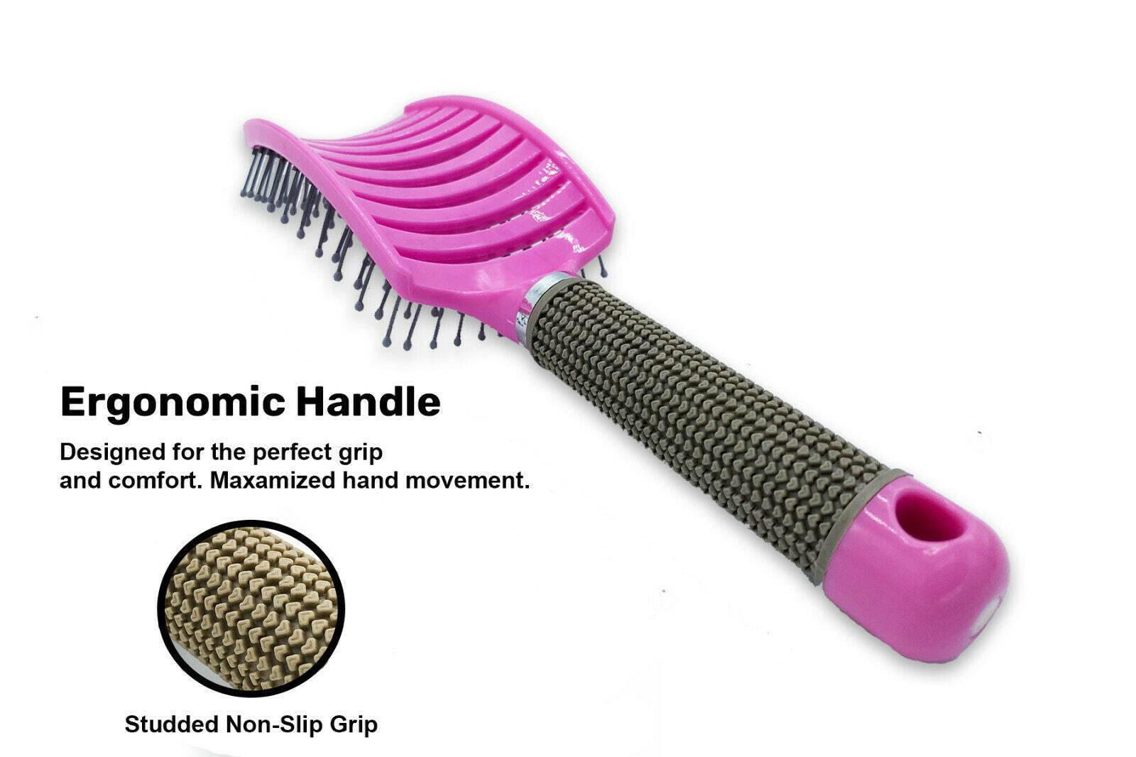 Hair Scalp Massage Brush Anti Static Curved Vented Styling Detangling Brushes Hair Scalp Massage Comb Hairbrush Bristle Nylon Women Wet Curly Detangle Hair Brush For Salon Hairdressing Styling Tools - Mubimart