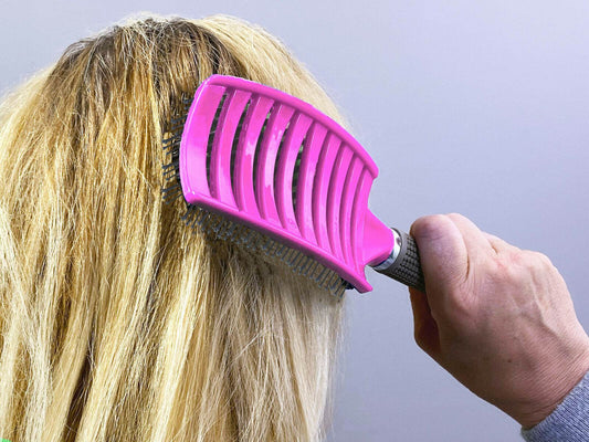 Hair Scalp Massage Brush Anti Static Curved Vented Styling Detangling Brushes Hair Scalp Massage Comb Hairbrush Bristle Nylon Women Wet Curly Detangle Hair Brush For Salon Hairdressing Styling Tools - Mubimart