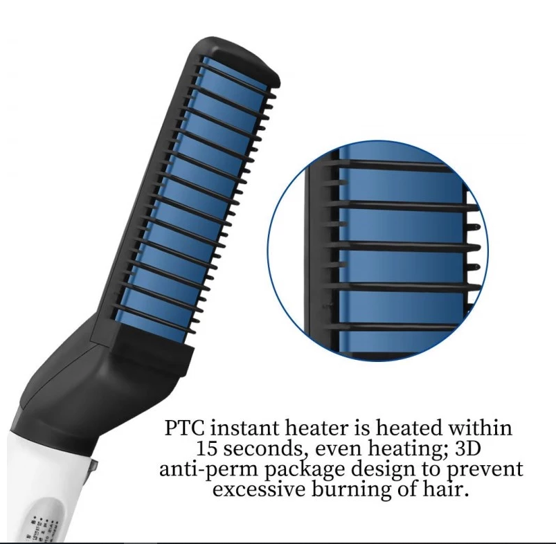 Hair Straightener Men Multifunctional Comb Curling Electric Brush Professional Hair Comb Brush Beard Straightener Hair Curler Fast Heating Styling Tools - Mubimart -  