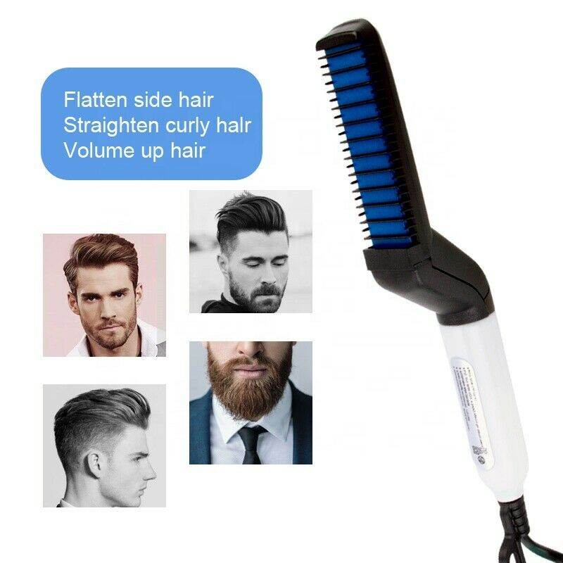 Hair Straightener Men Multifunctional Comb Curling Electric Brush Professional Hair Comb Brush Beard Straightener Hair Curler Fast Heating Styling Tools - Mubimart