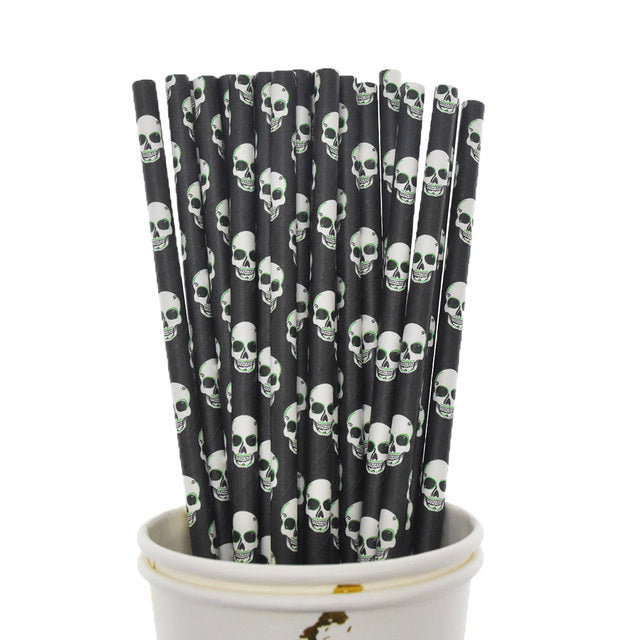 Halloween Biodegradable Drinking Paper Straws Pumpkin Bat Sp - Mubimart -  