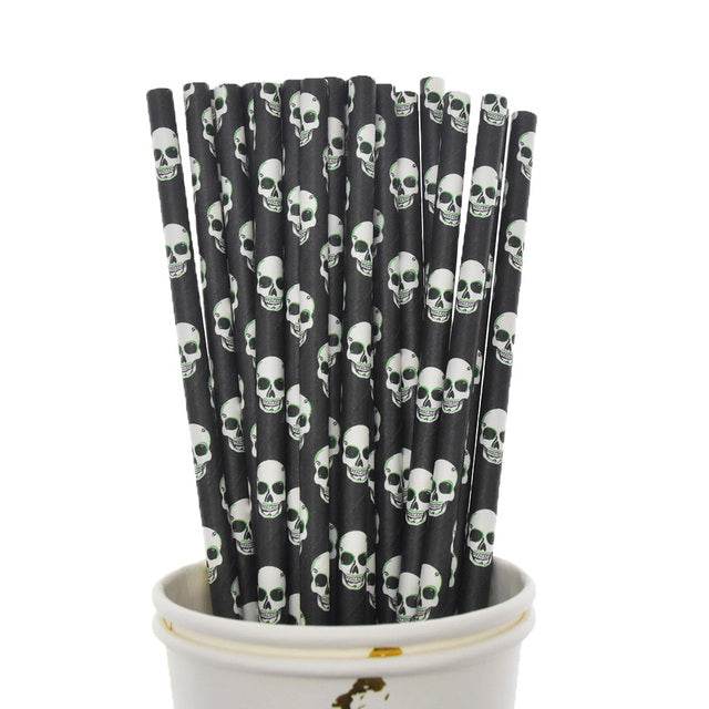 Halloween Biodegradable Drinking Paper Straws Pumpkin Bat Sp - Mubimart