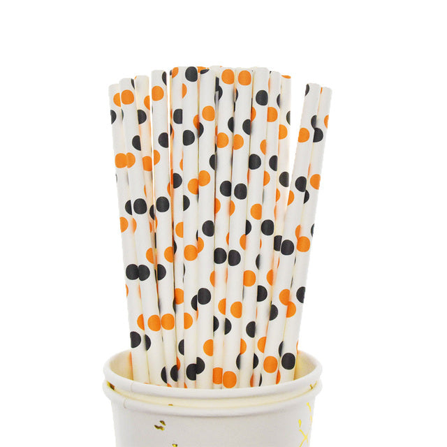 Halloween Biodegradable Drinking Paper Straws Pumpkin Bat Sp - Mubimart -  