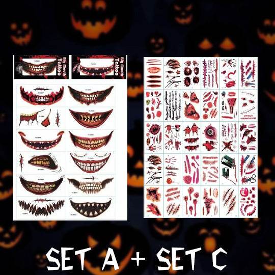 Halloween Fashion Tattoo Stick Smile Lip Sticker - Mubimart