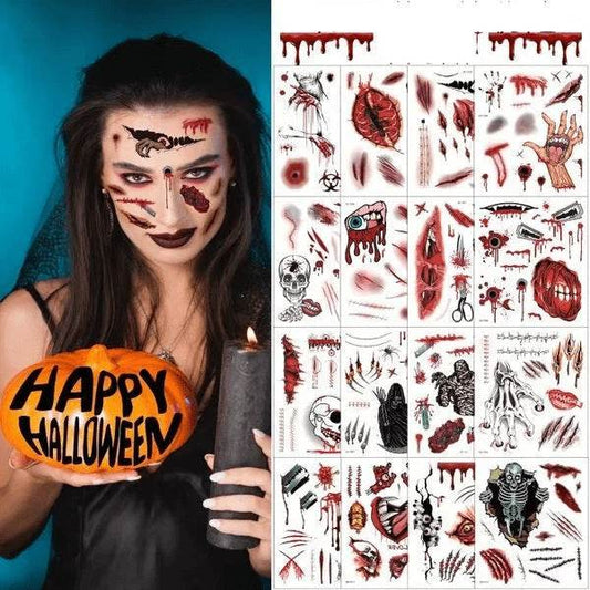 Halloween Fashion Tattoo Stick Smile Lip Sticker - Mubimart