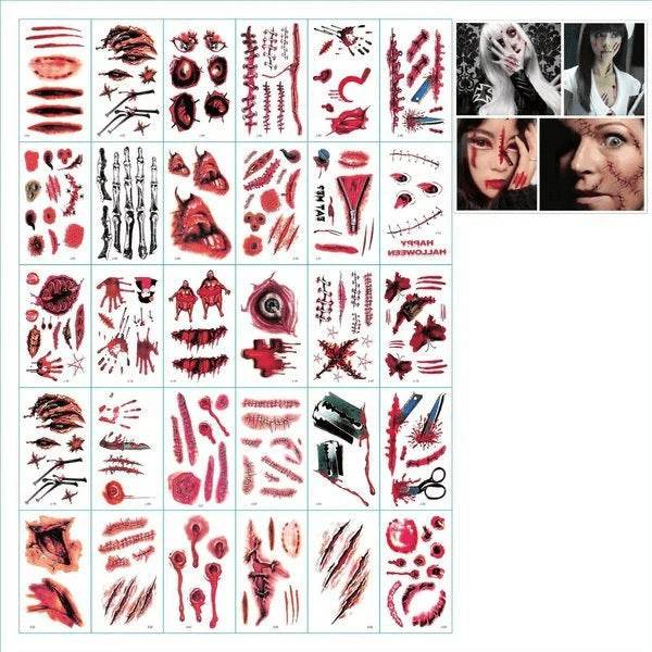 Halloween Fashion Tattoo Stick Smile Lip Sticker - Mubimart