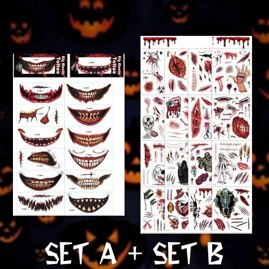 Halloween Fashion Tattoo Stick Smile Lip Sticker - Mubimart