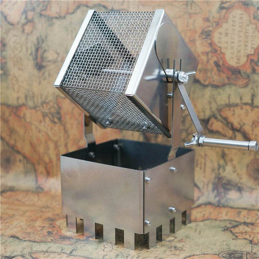 Hand Cranked Bean Roaster Mesh Grill Stainless Steel - Mubimart